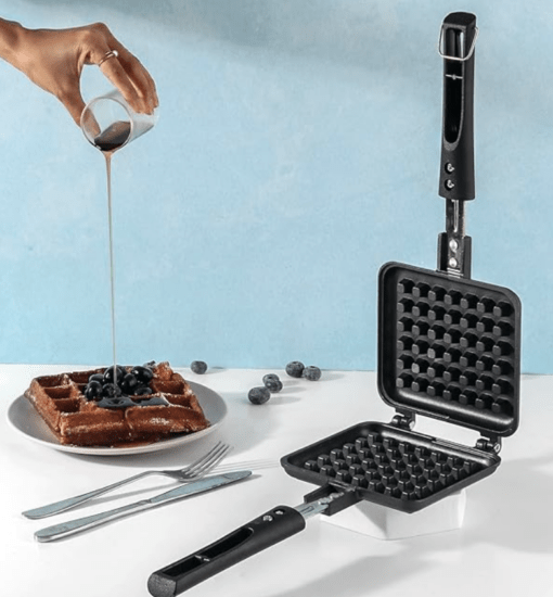 Vinod Zest Die Cast Aluminium Non Stick Waffle Maker | Waffle Pan Cake Maker Machine |Gas Base | 3 Layer Coating | Scratch Proof | 1 Year Warranty, 1000 Watts, Black - Image 2